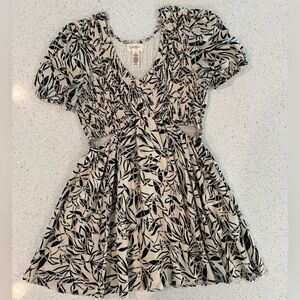Black and Cream Cut Out Mini Dress
